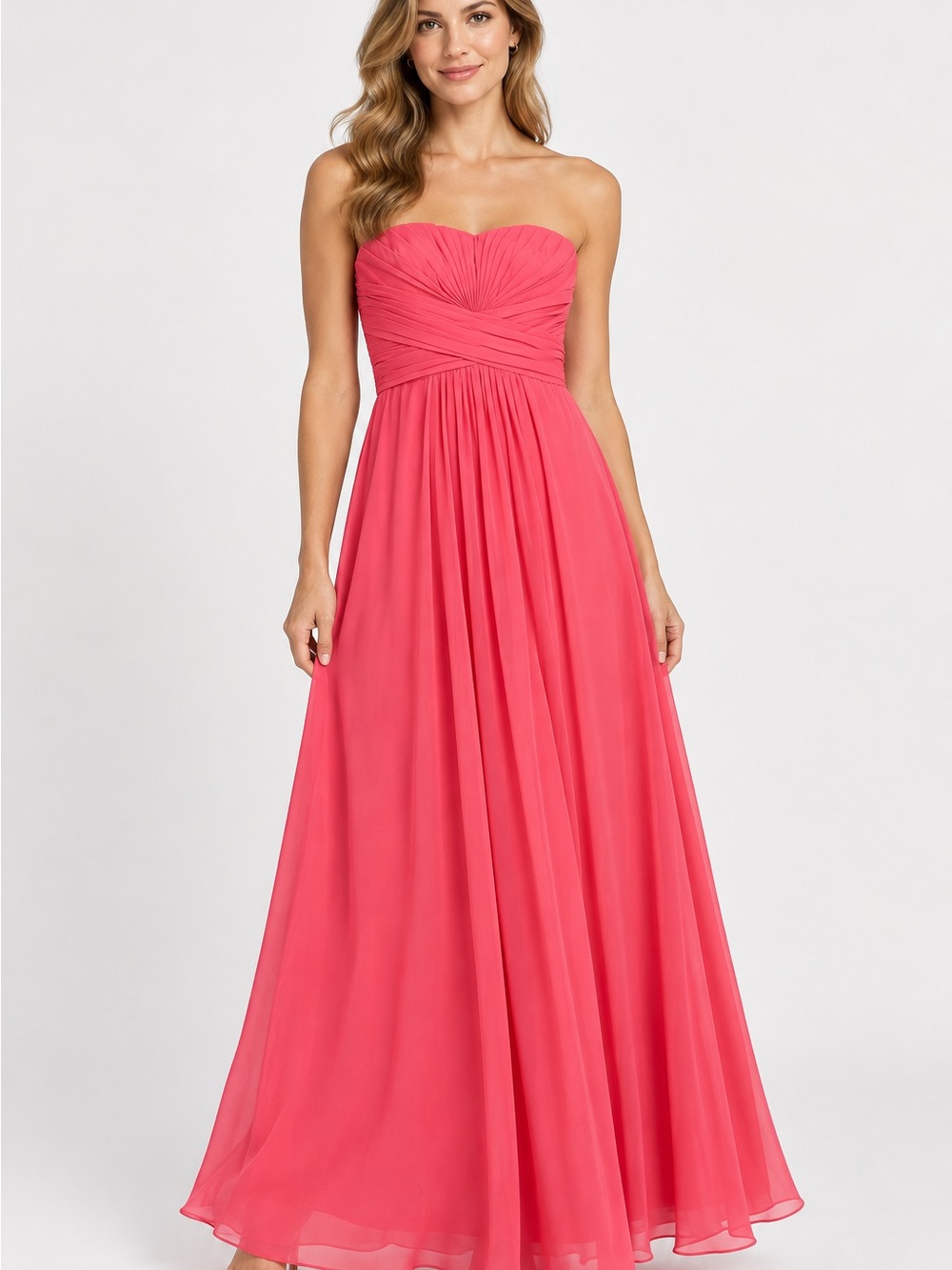 Bill Levkoff Strapless Coral Gown